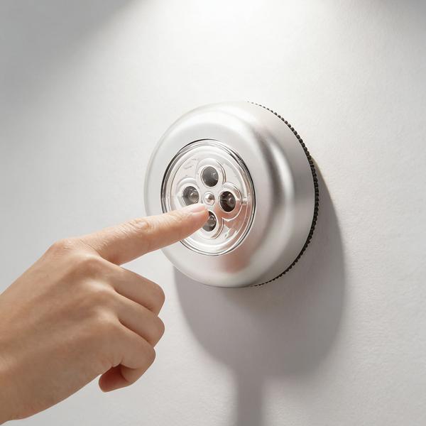 Set da 3 luminose lampade LED sottopensile con touch-control, luci da armadio a batteria, autoadesive – push‑lights senza cavo per armadi