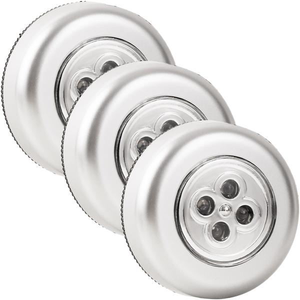 Set da 3 luminose lampade LED sottopensile con touch-control, luci da armadio a batteria, autoadesive – push‑lights senza cavo per armadi