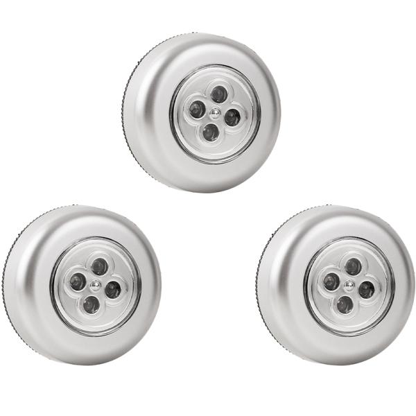 Set da 3 luminose lampade LED sottopensile con touch-control, luci da armadio a batteria, autoadesive – push‑lights senza cavo per armadi
