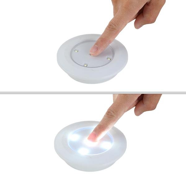 Lampes LED sous meuble set de 3 avec télécommande & fonction tactile – à piles, dimmables blanc neutre – spots autoadhésifs avec minuterie Ø9x2cm 3W