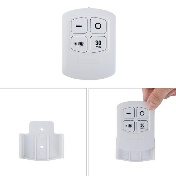 Lampes LED sous meuble set de 3 avec télécommande & fonction tactile – à piles, dimmables blanc neutre – spots autoadhésifs avec minuterie Ø9x2cm 3W
