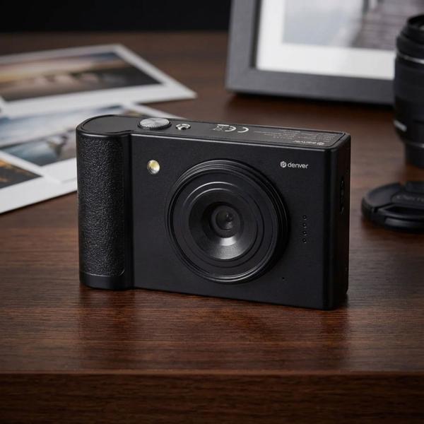 Digital photo camera 48MP Full HD video, 5.0 megapixel CMOS sensor, black – compact camera for beginners & travel