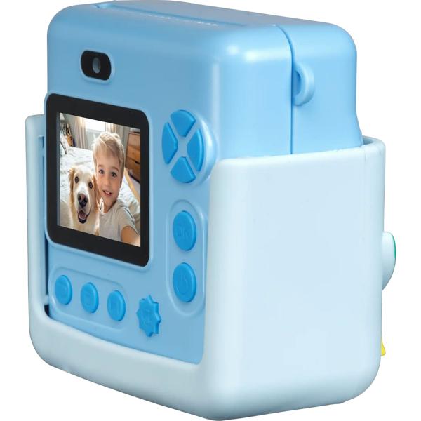 Super appareil photo instantané imprimante 20MP pour enfants bleu avec coque en silicone : vidéo 1080P & 4 jeux – le meilleur appareil photo numérique pour développer créativité et apprentissage de la photo
