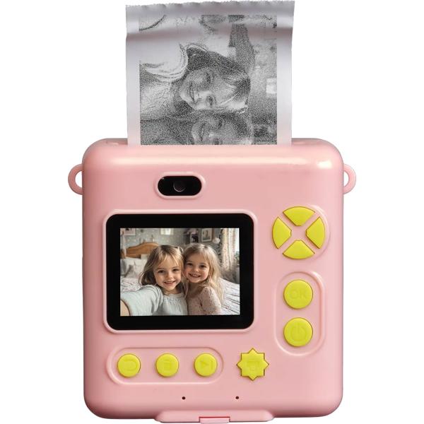 Super appareil photo instantané à impression 20MP pour enfants rose avec coque en silicone : vidéo 1080P & 4 jeux – le meilleur appareil photo numérique pour la créativité et l’apprentissage de la photo