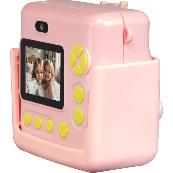 Super appareil photo instantané à impression 20MP pour enfants rose avec coque en silicone : vidéo 1080P & 4 jeux – le meilleur appareil photo numérique pour la créativité et l’apprentissage de la photo