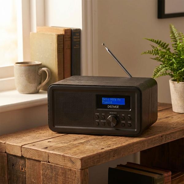 DAB+ & PLL FM-Radio Schwarz, Wecker mit Senderspeicher: Perfekt für Wohn- & Schlafzimmer oder Küche - kristallklarer Empfang, Teleskopantenne