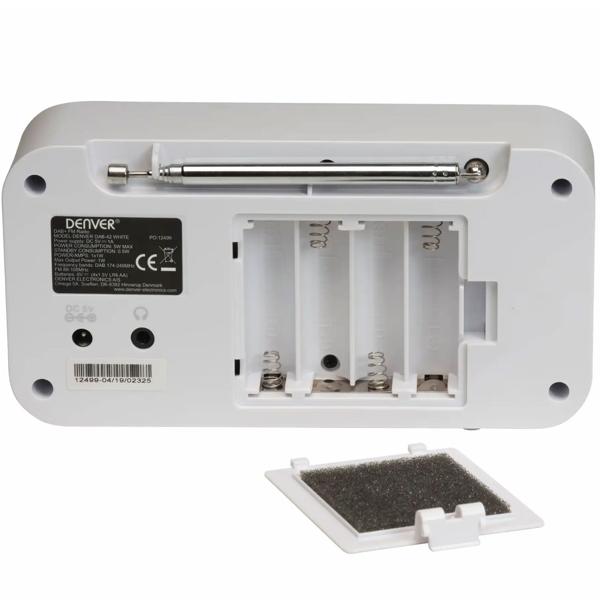 Radio numérique DAB+/FM compacte, blanche : réveil, son cristallin, portable et compacte – parfaite pour la cuisine, le salon et la chambre