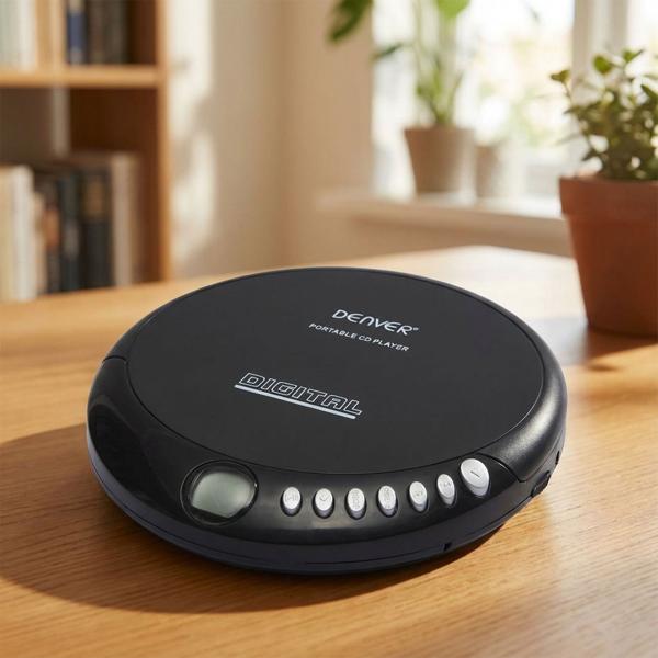 Lecteur CD portable avec syst&egrave;me anti-choc - avec &eacute;couteurs et &eacute;cran LCD - Discman compact pour vos d&eacute;placements
