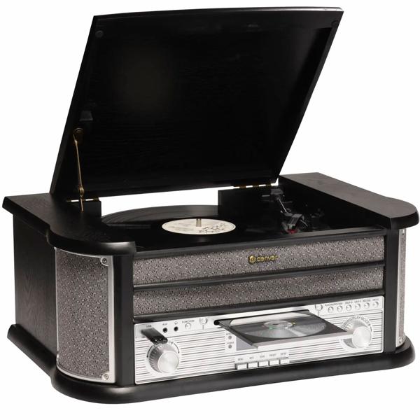 Elegant retro music center – DAB+ FM radio, turntable, cassette deck, CD, USB recorder & AUX – nostalgic hi-fi system with rich sound