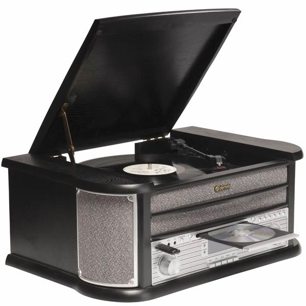 Elegant retro music center – DAB+ FM radio, turntable, cassette deck, CD, USB recorder & AUX – nostalgic hi-fi system with rich sound
