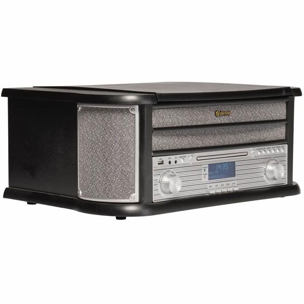 Elegant retro music center – DAB+ FM radio, turntable, cassette deck, CD, USB recorder & AUX – nostalgic hi-fi system with rich sound