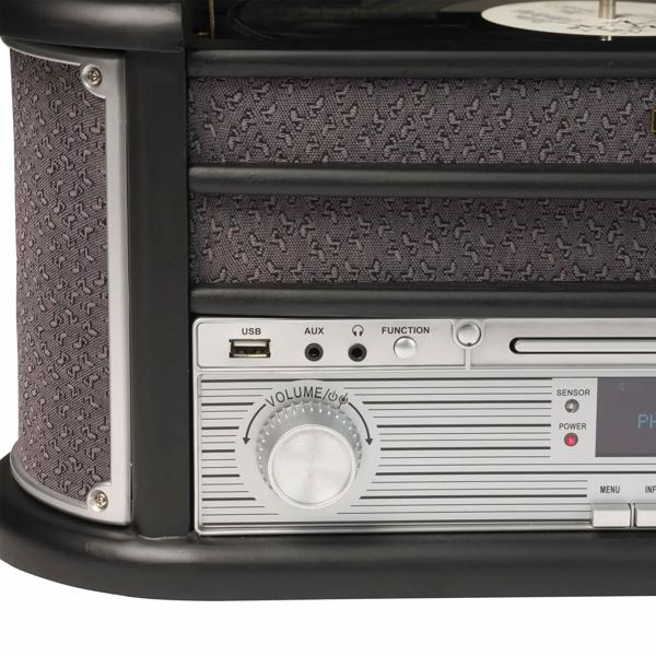 Elegant retro music center – DAB+ FM radio, turntable, cassette deck, CD, USB recorder & AUX – nostalgic hi-fi system with rich sound