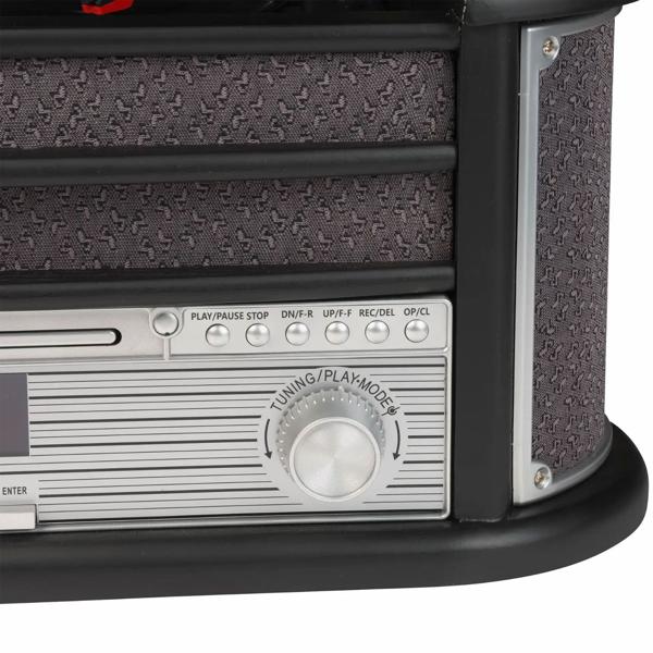 Elegant retro music center – DAB+ FM radio, turntable, cassette deck, CD, USB recorder & AUX – nostalgic hi-fi system with rich sound