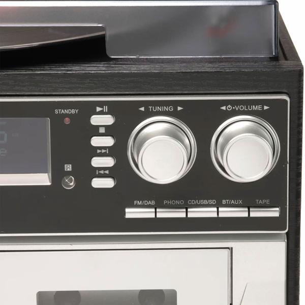 Music center DAB+ avec platine vinyle, CD, double cassette, FM – enregistrement USB : numérisation des disques, CD et cassettes – chaîne stéréo tout‑en‑un