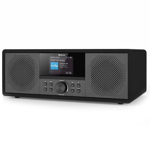 Système musical DAB+/FM avec radio internet, lecteur CD, Bluetooth, WiFi, 2x10W RMS : parfait pour le bureau, la chambre et le salon - design élégant, noir