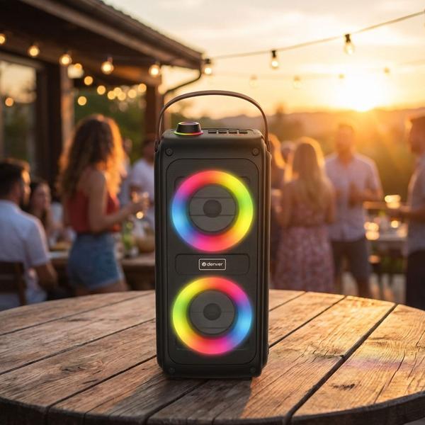 Bluetooth speaker 100W, RGB light effects, portable music box – Perfect for party, outdoor, karaoke & home