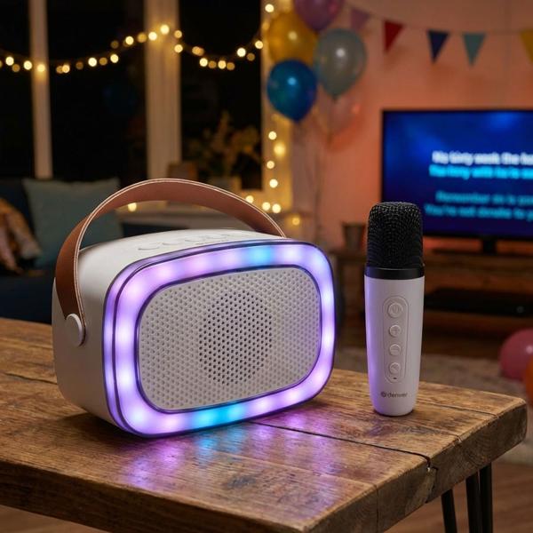 Enceinte Bluetooth 100W karaoke box avec micro et jeu de lumières LED : enceinte de fête portable, son et basses au top, AUX/USB/MicroSD – idéale pour les soirées