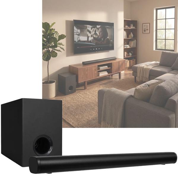 Soundbar Bluetooth con subwoofer: soundbar 2 x 20 watt & subwoofer 30 watt – altoparlanti TV & sistema home cinema – HDMI ARC, USB, AUX, montaggio a parete 