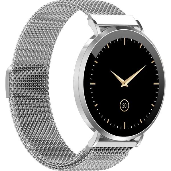 Montre Connectée Bluetooth Argent, &Eacute;cran AMOLED 1,32“ : IP68 Étanche, Capteur Tension/Fréquence Cardiaque/SpO₂/Stress - Parfaite pour le sport, les appels et le fitness