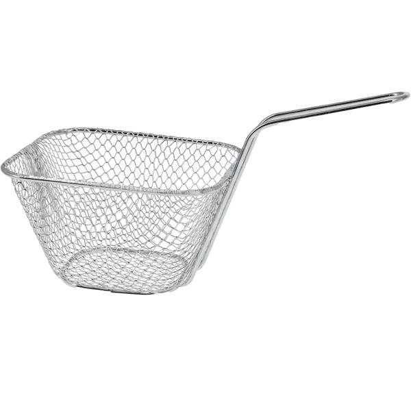 Set di 4 eleganti mini cestini da portata cromati – piccolo cestino per patatine, cestino in filo metallico per la presentazione di snack – robusto cestino a rete con manico