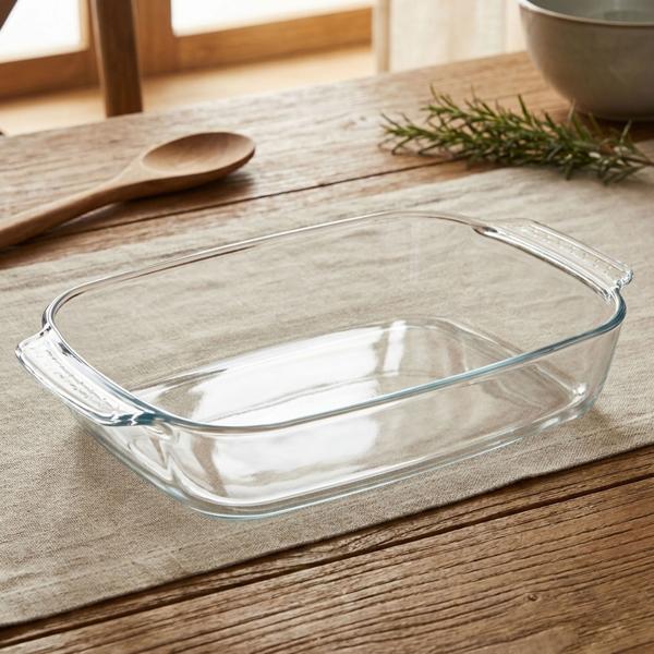 Rectangular 2L casserole dish made of borosilicate glass: baking dish with handles, heat-resistant serving dish for casseroles, lasagne & roasts, 30.2 cm