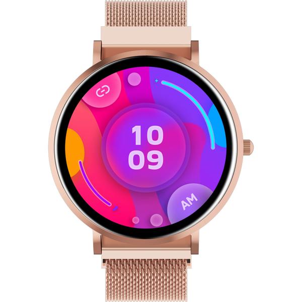 Smartwatch Bluetooth Or Rose, Écran AMOLED 1,32“ : IP68 Étanche, Capteur Tension/Cardio/SpO₂/Stress - Parfaite pour le sport, les appels & le fitness