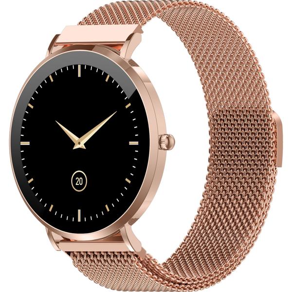 Smartwatch Bluetooth Or Rose, Écran AMOLED 1,32“ : IP68 Étanche, Capteur Tension/Cardio/SpO₂/Stress - Parfaite pour le sport, les appels & le fitness