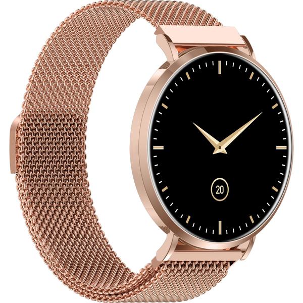 Smartwatch Bluetooth Or Rose, Écran AMOLED 1,32“ : IP68 Étanche, Capteur Tension/Cardio/SpO₂/Stress - Parfaite pour le sport, les appels & le fitness