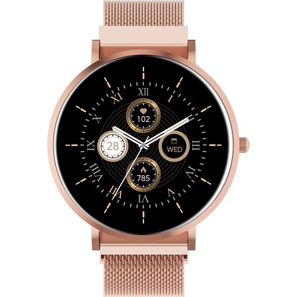 Smartwatch Bluetooth Or Rose, Écran AMOLED 1,32“ : IP68 Étanche, Capteur Tension/Cardio/SpO₂/Stress - Parfaite pour le sport, les appels & le fitness