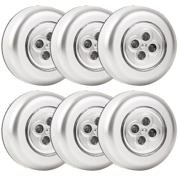 Set da 6 lampade LED sottopensile luminose con touch-control, luci per armadio a batteria, autoadesive – push lights senza fili per armadi