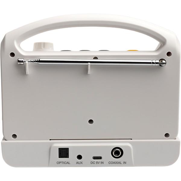 Altoparlante TV wireless: aiuto all’ascolto mobile per televisore – stazione base, Bluetooth, LCD, radio, SOS e connessione ottica – perfetto per anziani