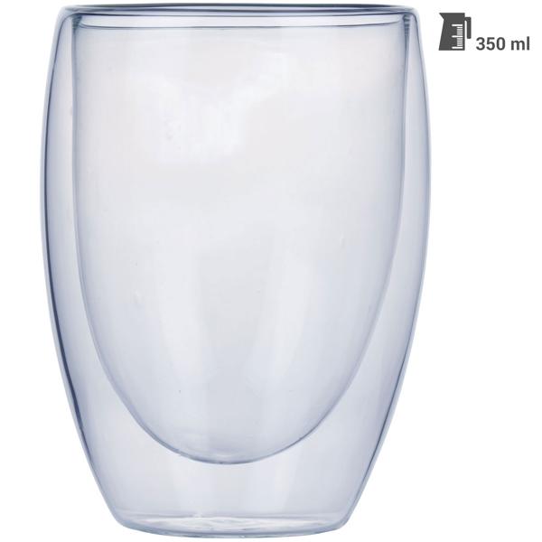 Set of 2 Double-Walled Coffee Glasses, 350 ml each, floating effect, heat-resistant barista glass, cappuccino, latte macchiato, tea