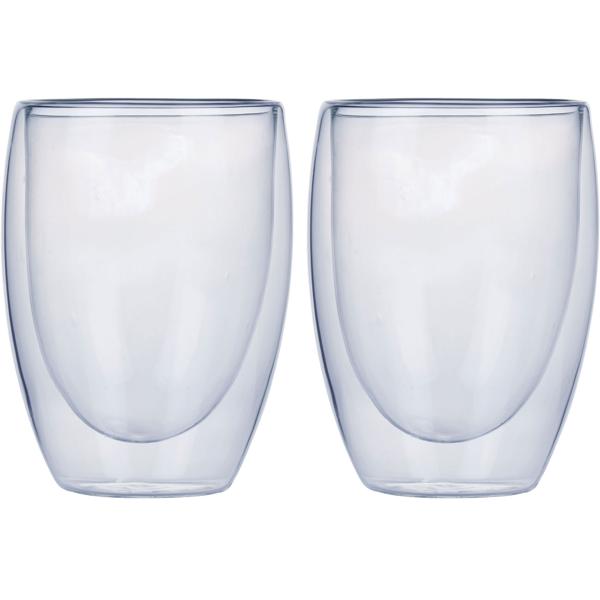 Set of 2 Double-Walled Coffee Glasses, 350 ml each, floating effect, heat-resistant barista glass, cappuccino, latte macchiato, tea