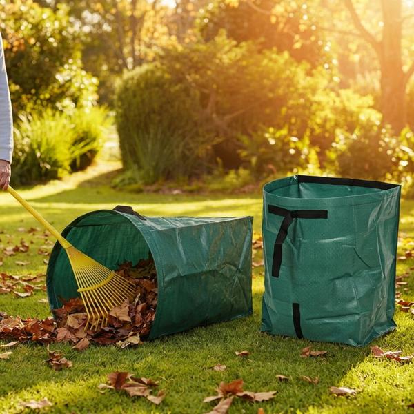 Set of 2 extra-sturdy garden waste bags 178 L – ideal for collecting cuttings, leaves and weeds – leaf collector with metal ring for good stability