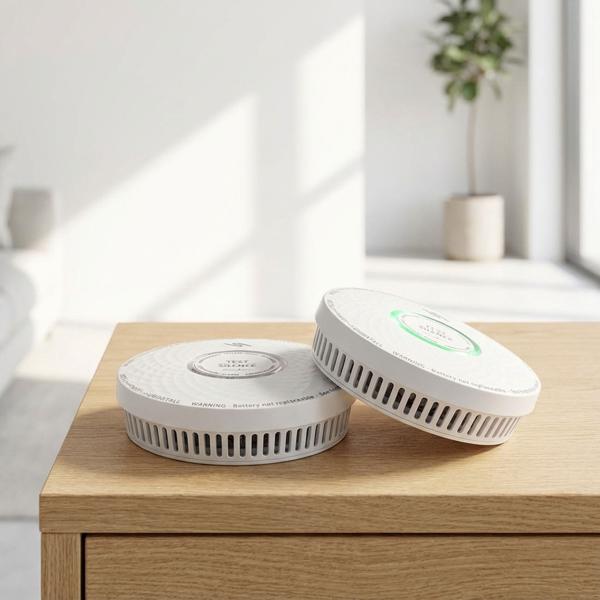 Set of 2 lifesavers with dual function: smoke and carbon monoxide detector (CO) with 85 dB alarm – white detector with 10-year battery life for optimum protection