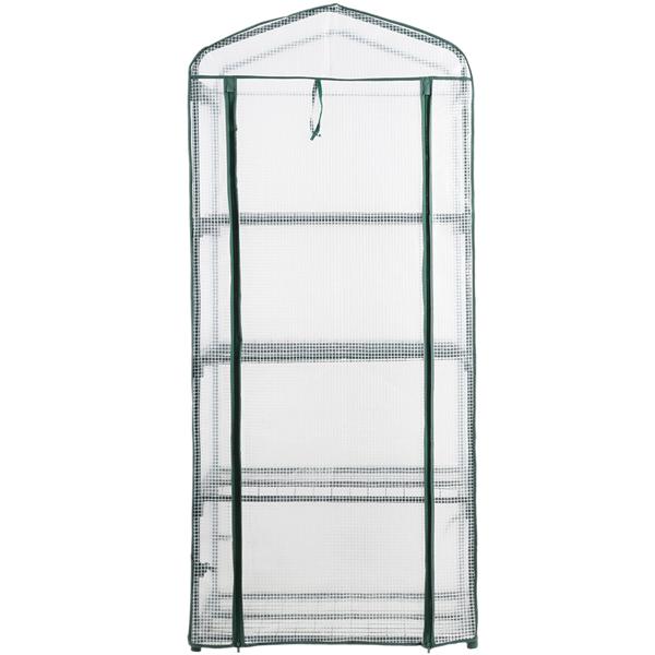 Plastic film greenhouse 49x69x160 cm with 4 levels, stable propagation house with 120gsm PE mesh film, roll-up door, steel frame & plug-in system for balcony and garden