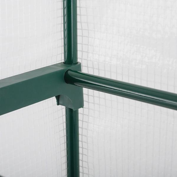 Plastic film greenhouse 49x69x160 cm with 4 levels, stable propagation house with 120gsm PE mesh film, roll-up door, steel frame & plug-in system for balcony and garden