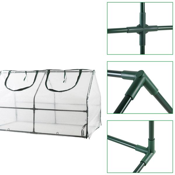 Foil greenhouse 120x60x60 cm, tomato house with A-roof, 16 mm galvanized steel, 140 g/m² PE film, UV protection & 2 windows with zipper