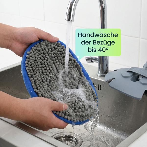 Multifunktions-KFZ Wischmopp mit 160cm Teleskopstange, 180 Grad Gelenk & 2 Chenille Mikrofaser Aufsätzen für PKW, LKW, Wohnmobil & Wohnwagen