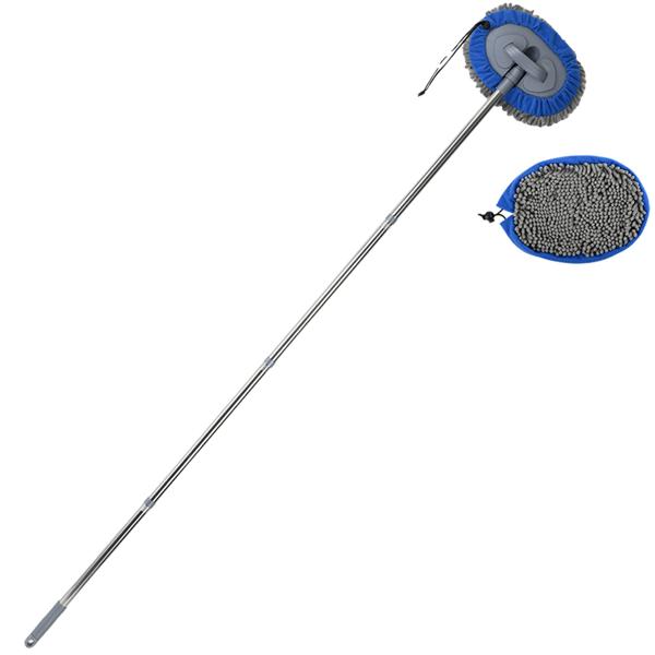 Multi‑function car mop with 160 cm telescopic pole, 180‑degree joint & 2 chenille microfibre attachments for cars, trucks, motorhomes & caravans