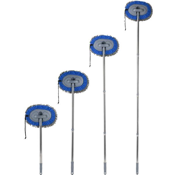 Multi‑function car mop with 160 cm telescopic pole, 180‑degree joint & 2 chenille microfibre attachments for cars, trucks, motorhomes & caravans