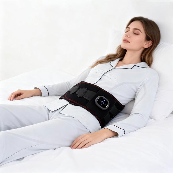 Cintura lombare riscaldante con massaggio, fascia termica a batteria per la zona lombare, 5 livelli, 152 cm, senza fili, rilassante e benefica, USB-C