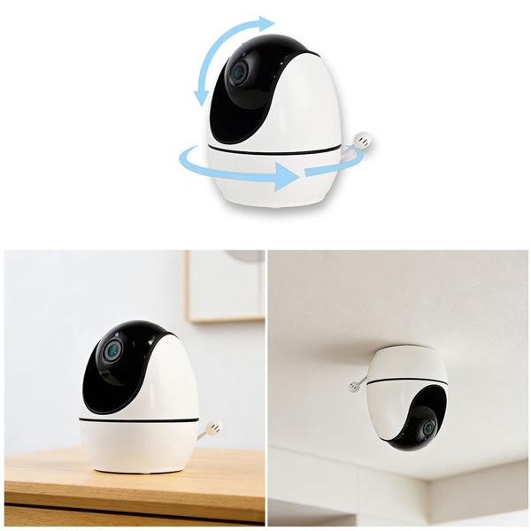 HD surveillance camera with monitor, pan & tilt: SOS wireless emergency transmitter, two-way audio, night vision – ideal for seniors