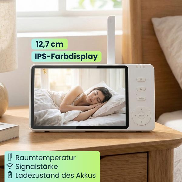 HD Überwachungskamera mit Monitor, schwenk- & neigbar: SOS Funk-Notrufsender, Gegensprechfunktion, Nachtsicht - ideal für Senioren