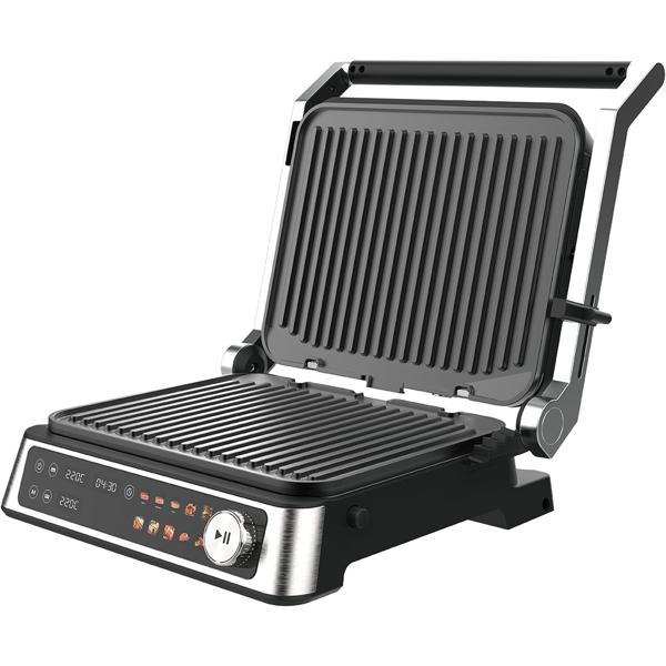 Versatile grill a contatto con display a colori e 2 zone: potente grill elettrico per bistecche, sandwich, pesce e verdure – perfetto grill da tavolo