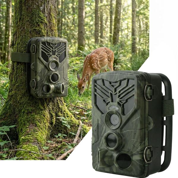 4K-UHD-Wildkamera mit 2 PIR Bewegungsmeldern, Smartphone Live Übertragung, Nachtsicht mit 42 IR LEDs, Farbmonitor, WLAN, Stand-by 8 Monate, IP65