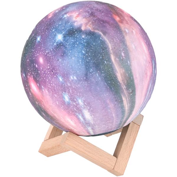 3D Galaxy Moon Lamp 15 cm with 16 colours – Dimmable LED moon lamp including remote control and wooden stand - rechargeable night light & decor