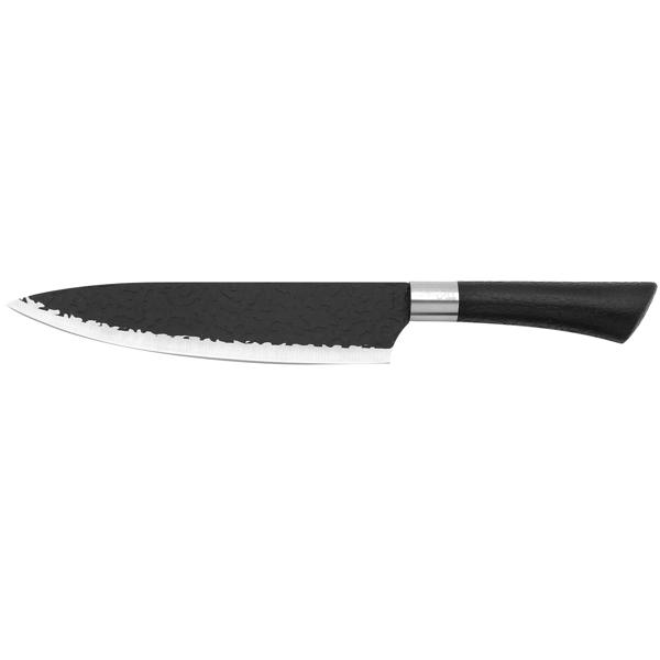 Set di coltelli da cucina professionali, 3 pezzi – Elegante design martellato nero con manico ergonomico e scatola di trasporto – massime prestazioni e tagli precisi