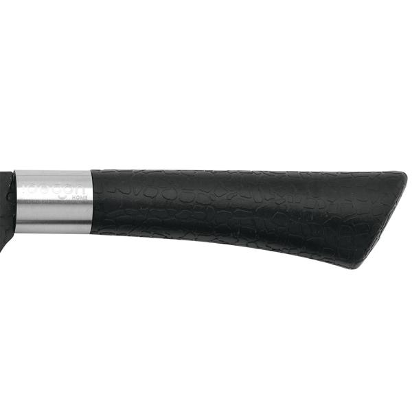 Set di coltelli da cucina professionali, 3 pezzi – Elegante design martellato nero con manico ergonomico e scatola di trasporto – massime prestazioni e tagli precisi