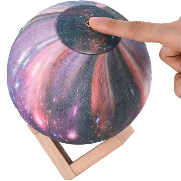 Set of 2 3D Galaxy Moon Lamps 15 cm with 16 colors – Dimmable LED moon lamp including remote control and wooden stand - rechargeable night light & decor